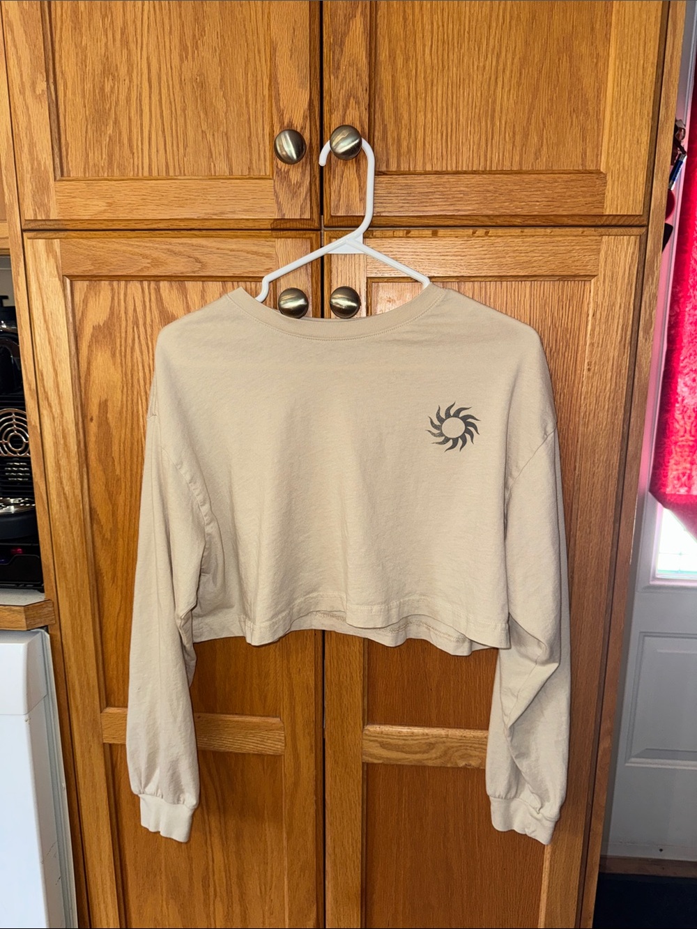 Garage Cream Long Sleeve Cropped Top + grey cropped top